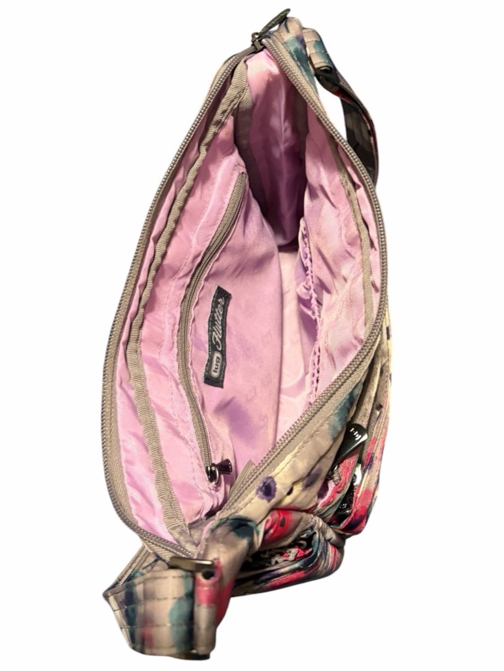 Lug Flutter Crossbody Bag Watercolor Pearl Lightweight Packable Grey Pink White - Picture 5 of 11